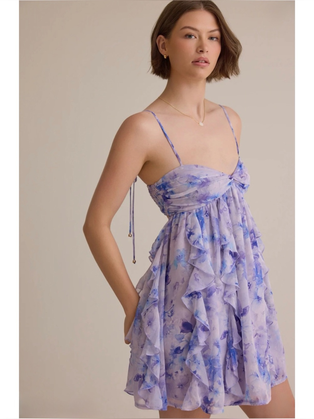ALTAR'D STATE | NWT Whitley Watercolor Floral Mini Babydoll Dress, Size Small